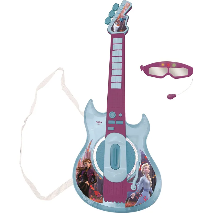 Lexibook K260FZ Disney Frozen Die Eiskönigin ELSA Anna Elektronische Gitarre mit Licht, Brille mit Mikrofon, Demo-Songs, MP3-Stecker, blau/lila, Multicolor