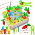 Felly Holzspielzeug ab 1Jahr Baby Motorik Spielzeug Montessori Sortierspiel Holzpuzzle Karottenernte Angelspiel Lernspielzeug für Kinder als Geburtztag Geschenk ab 1 2 3 4 Jahr Jungen und Mädchen