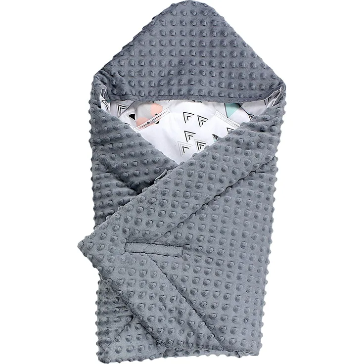 TupTam Baby Winter Einschlagdecke Babydecke 75x75cm für Autositz Babyschale Wattiert Minky Baumwolle Universal, Farbe: Grau / Fuchs Mint, Größe: Einheitsgröße