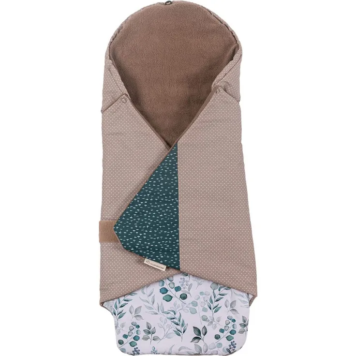 ULLENBOOM ® Einschlagdecke Babyschale, Für Winter geeignet, Eukalyptus (Made in EU) - Babydecke für Autositz (z. B. Maxi Cosi ®) oder Kinderwagen, ideale Decke für Babys