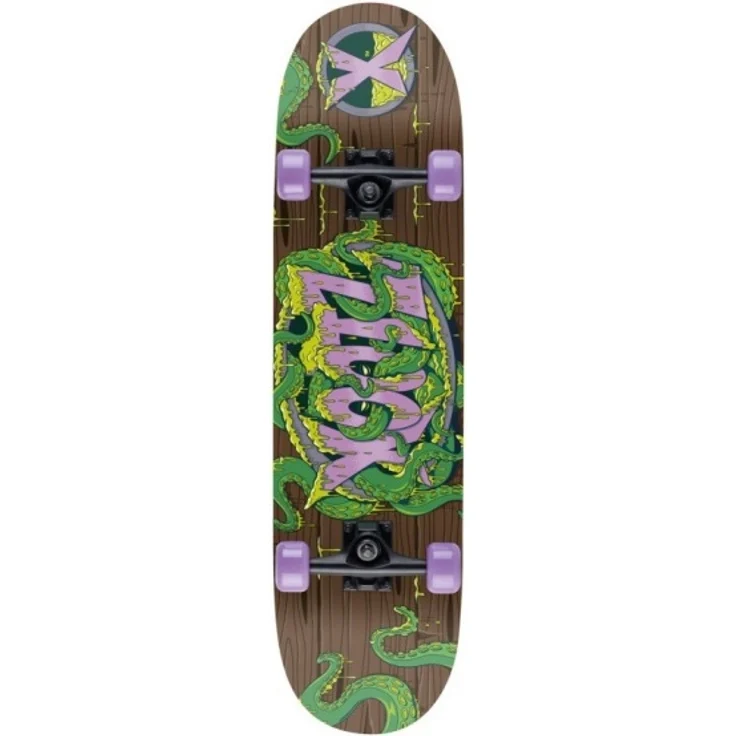 Skateboard Doppel Stoß 79 cm Tentakel grün / lila – Bild 1