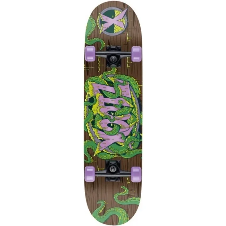 Skateboard Doppel Stoß 79 cm Tentakel grün / lila