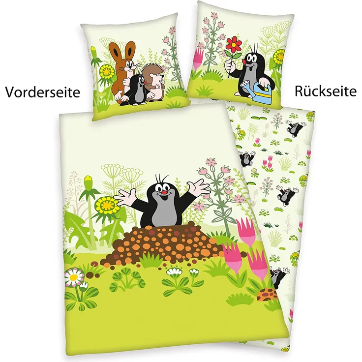 Der kleine Maulwurf Flanell Bettwäsche 100% Baumwolle 80 x 80 cm + 135 x 200 cm