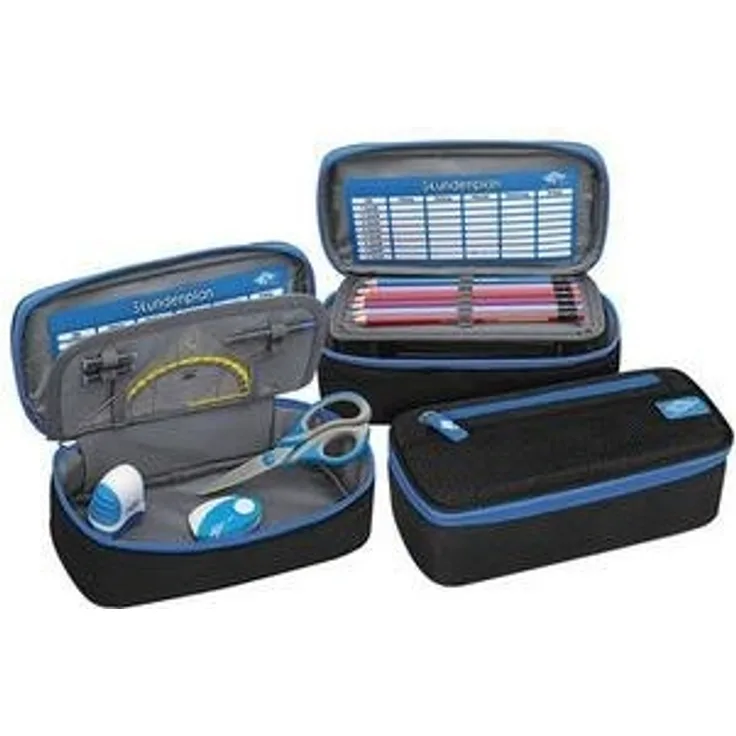 Wedo 24243010 Mäppchen Schlamperbox, Polyester, Innenklappe, Reißverschlussfach Schwarz