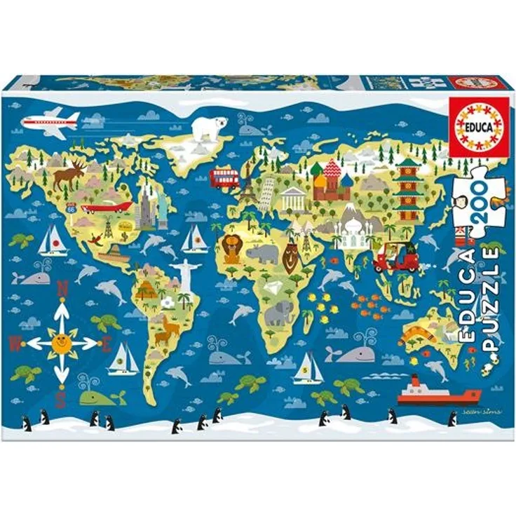 Weltkarte 200 Teile Puzzle