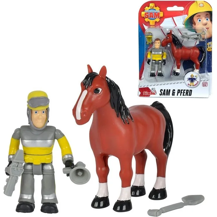 Dickie - Tierrettung Sam und Pferd Spiel Figuren Set Feuerwehrmann Sam Simba