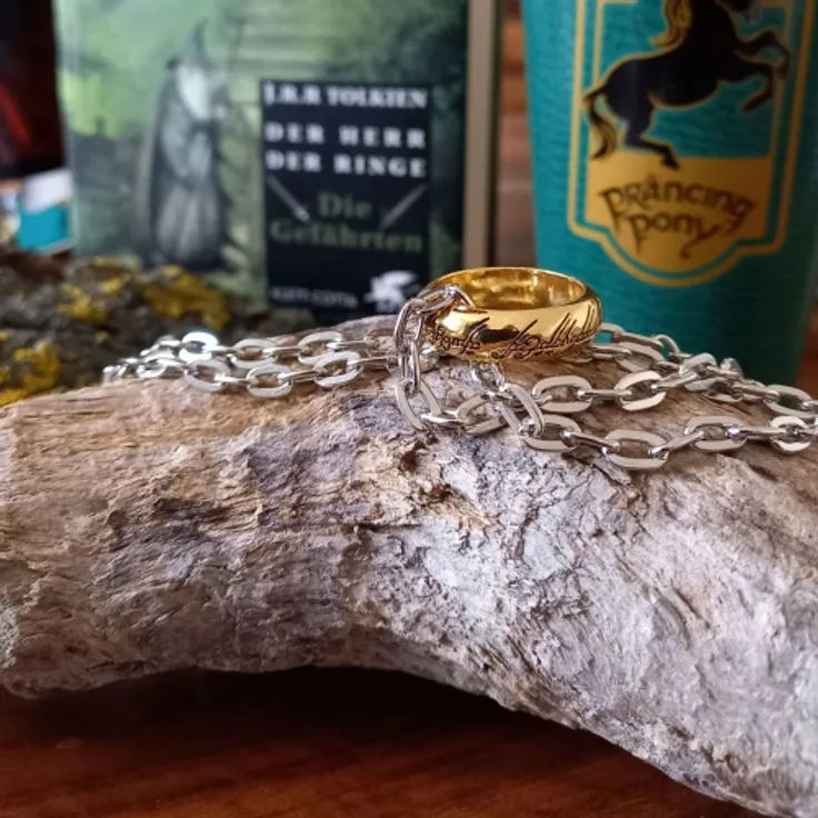 Herr der Ringe - Der eine Ring mit Kette (vergoldet)