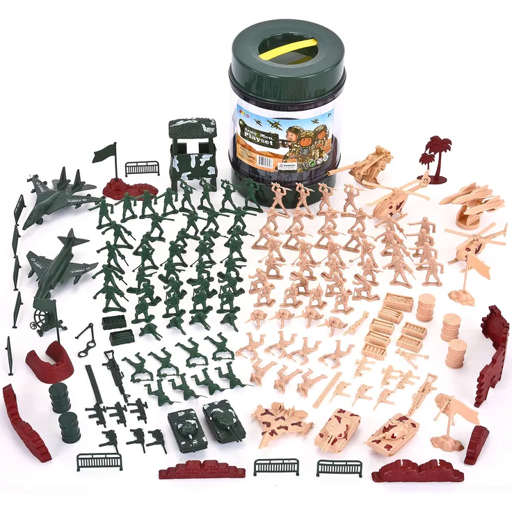 JOYIN 164 Teiliges Soldaten Spielset, Militärsoldat Spielzeug Figuren, Deluxe Militärspielset mit Soldaten, Flugzeugen, Hubschraubern, Panzern, Flaggen und Zubehör