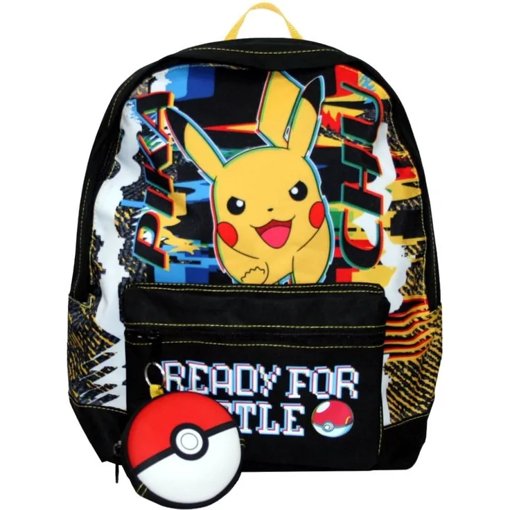 Schul-Rucksack | 40 x 32 x 15 cm | Pokemon | Pikachu | schwarz | Kinder Tasche