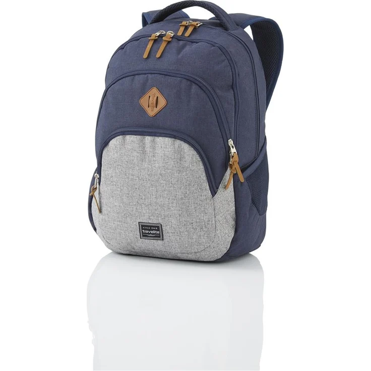 Travelite Basics Rucksack mit Laptopfach Schulrucksack Daypack Backpack Marine Grau – Bild 1