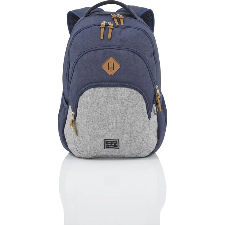 Travelite Basics Rucksack mit Laptopfach Schulrucksack Daypack Backpack Marine Grau – Bild 2
