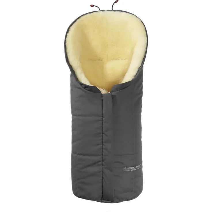 Hofbrucker Lammfell-Fußsack Eskimo für Babyschale, Kinderwagen und Buggy grau