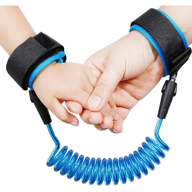Anti-Verloren Handgelenk Gürtel Kinder Sicherheit Handschlaufe 360° Drehung Elastisches Drahtseil Atmungsaktiv Baumwolle Armgelenk Band für Reise Outdoor Spazieren Maximale Länge 1. 5M (Blau)