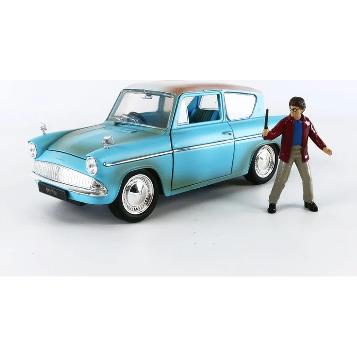 Jada JA31127 1:24 1959 Ford Anglia mit Harry Potter Figur, rostig blau – Bild 1