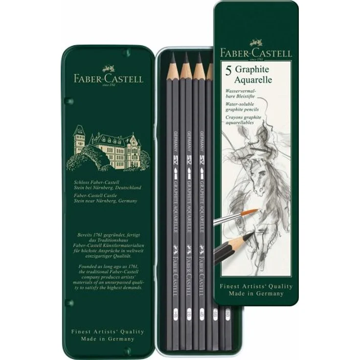 Faber-Castell Aquarellbleistifte Graphite Aquarelle, HB 2B 4B 6B 8B, 5er Set – Bild 3
