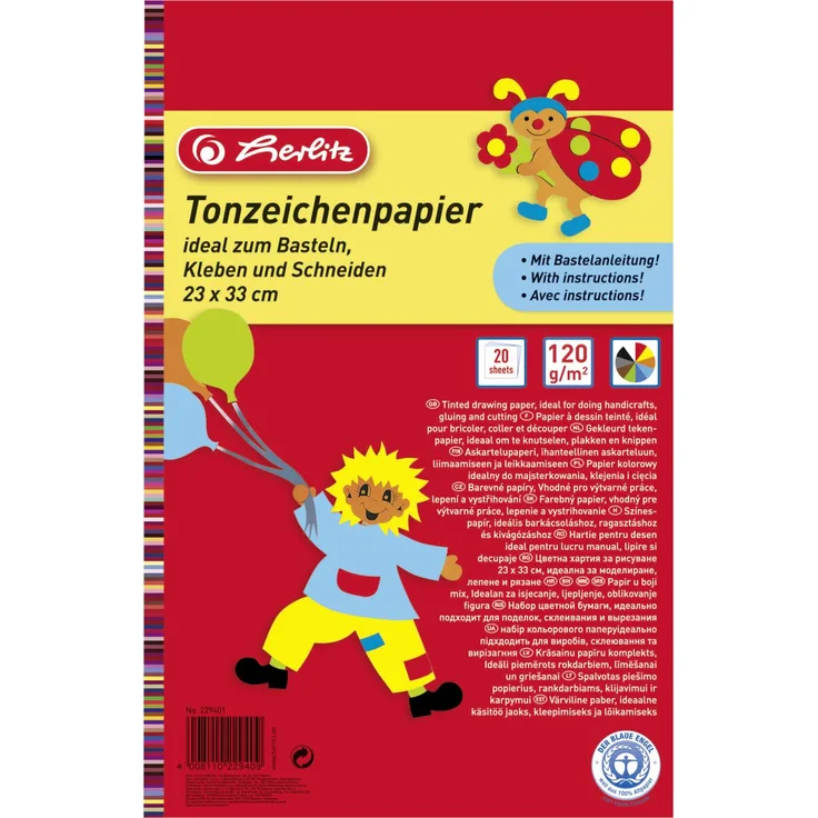herlitz Tonzeichenpapierblock 23x33 cm 20 Blatt