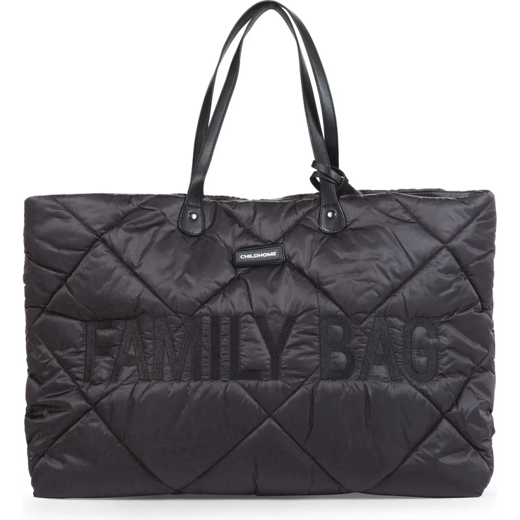 Childhome, Family Bag, Wickeltasche, Reisetasche/Wochenendtasche, Großes Fassungsvermögen, inkl. abnehmbarer Tasche, Schwarz gesteppt – Bild 1