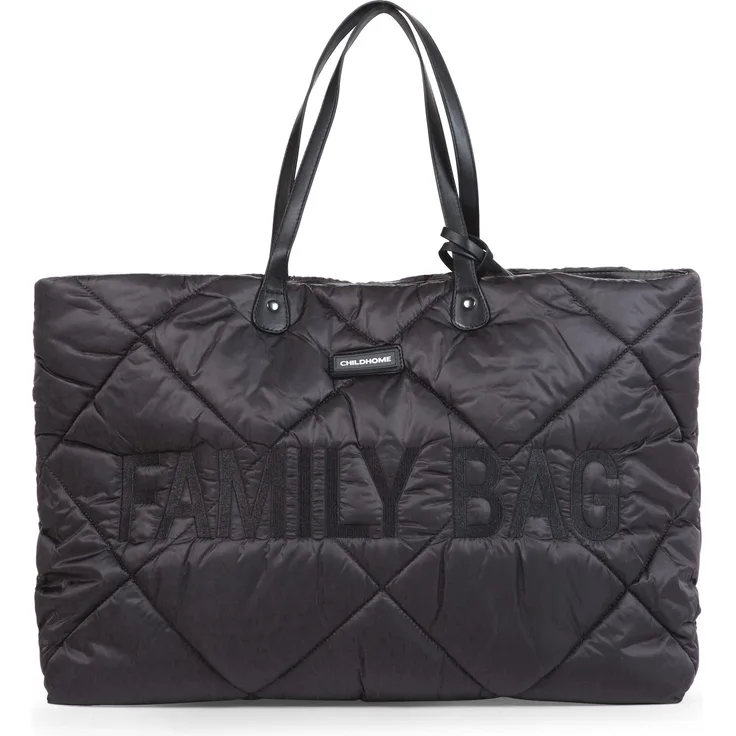Childhome, Family Bag, Wickeltasche, Reisetasche/Wochenendtasche, Großes Fassungsvermögen, inkl. abnehmbarer Tasche, Schwarz gesteppt