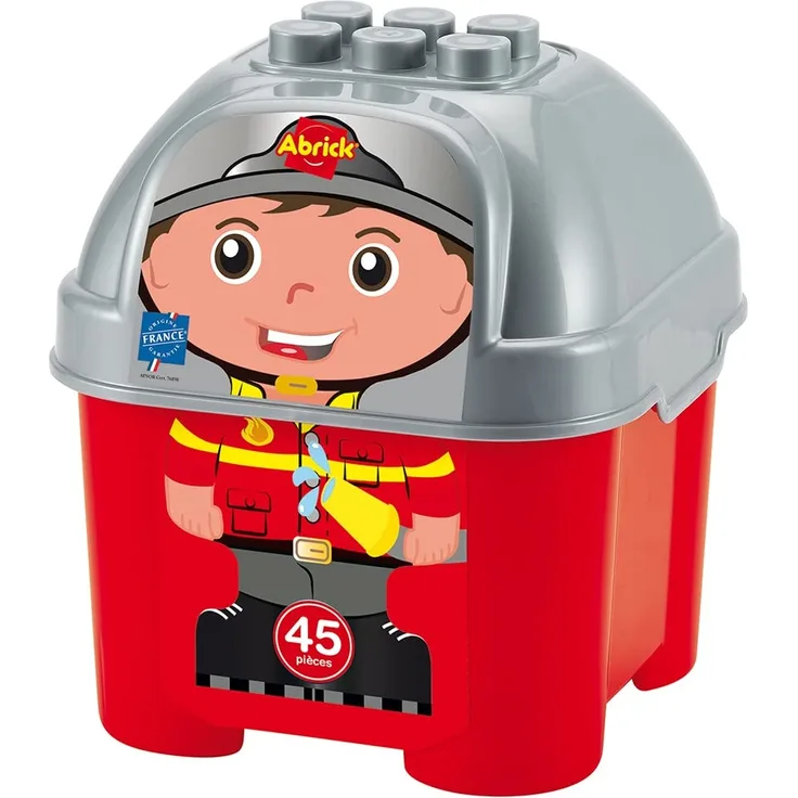 Jouets Ecoiffier – 1929 – Fass Feuerwehrmann aus Ziegelsteinen zum Stapeln – Bauspiel für Kinder – 75-teilig – ab 18 Monaten – hergestellt in Frankreich