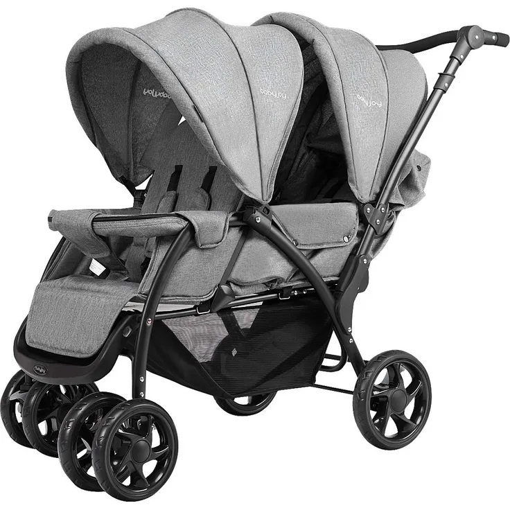 GOPLUS Geschwisterwagen Zwillingswagen, Kinderbuggy Klappbar, Buggy Zwilinge, Kinderwagen Babybuggy, Babywagen Grau, für Babys ab 6 Monate