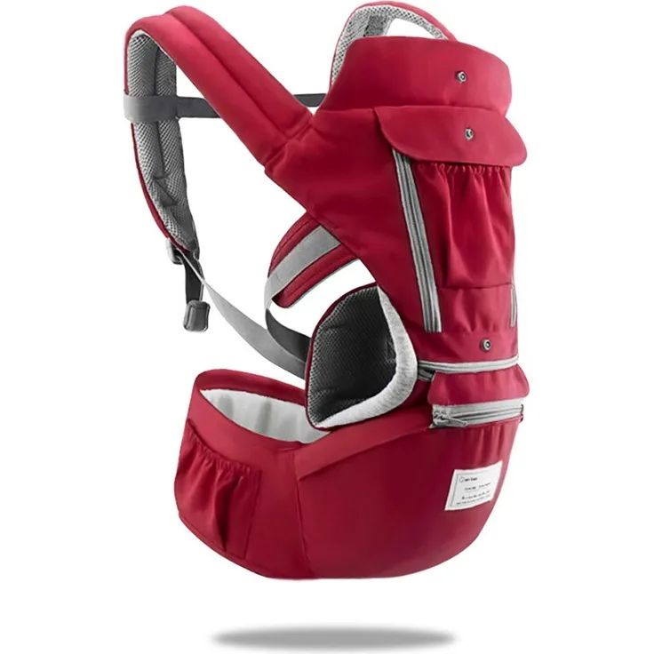 SONARIN 3 in 1 Multifunktion Hipseat Baby Carrier, Babytrage, Vorder und Rückseite,100% Baumwolle,Ergonomisch,Freie Größe(Rot)