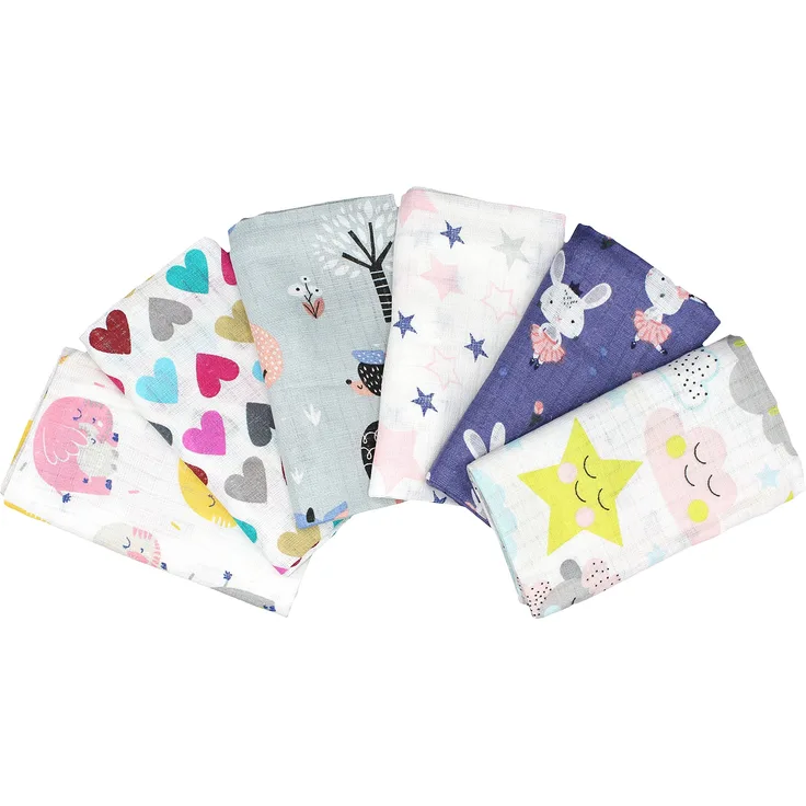Clevere Kids Mulltücher | 6er-Pack | bedruckt | OEKO-TEX | doppelt gewebt | 70x80 | Spucktücher (Mädchen)
