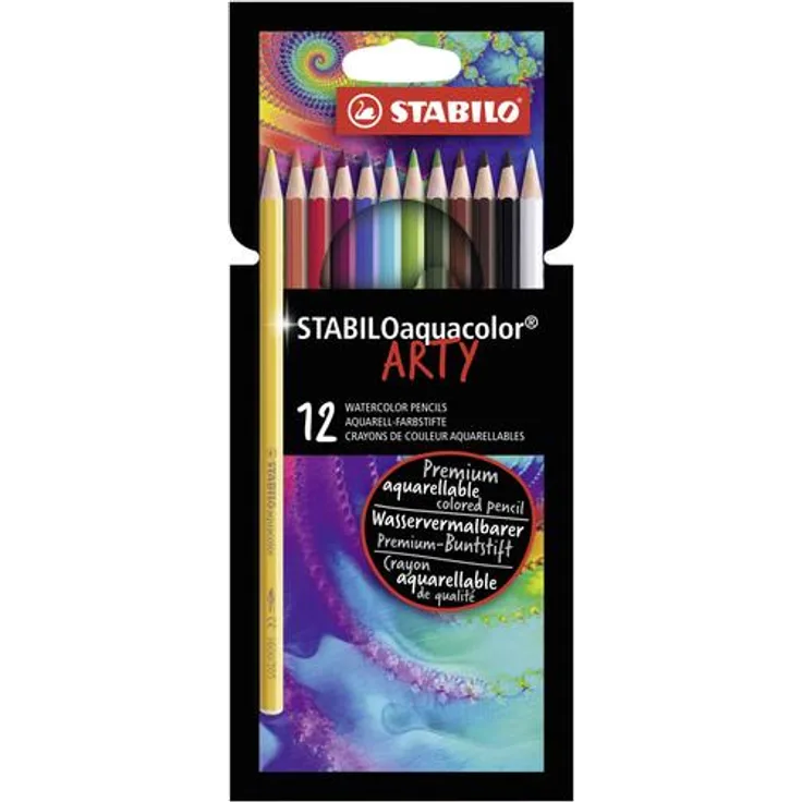 Aquarell-Buntstift - STABILO aquacolor - ARTY - 12er Pack - mit 12 verschiedenen Farben