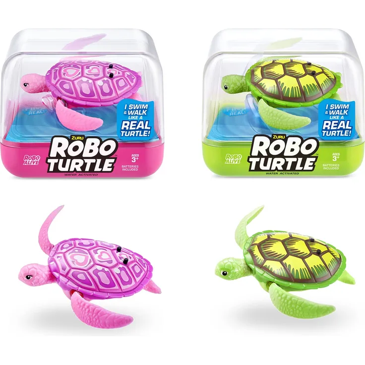 Robo Turtle Roboter-Schwimmschildkröte (2er Pack, grün & rosa)