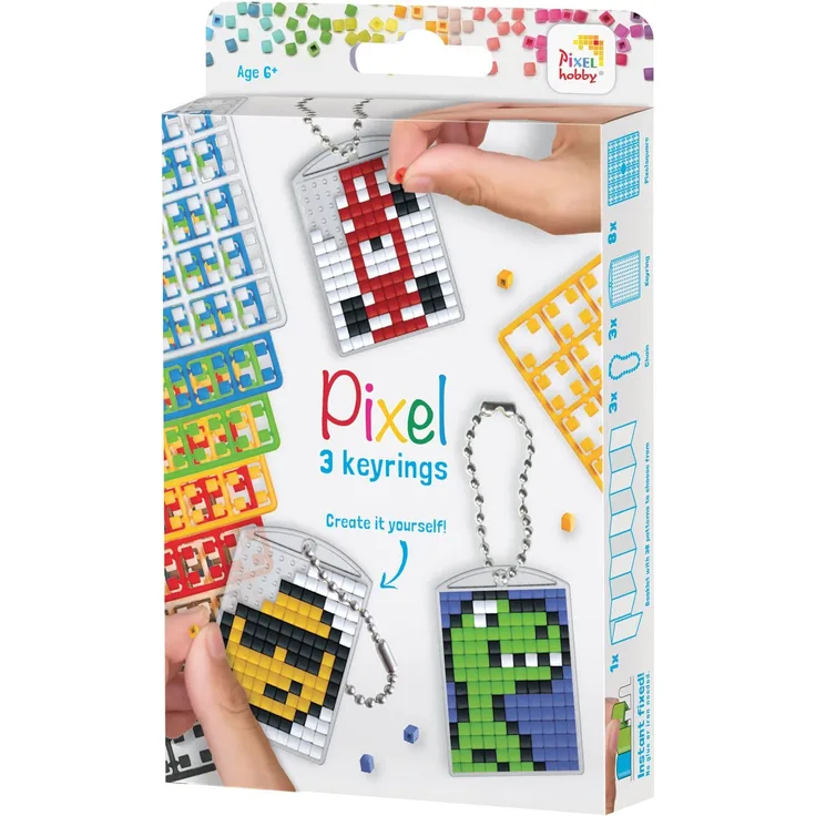 Pracht Creatives Hobby Pixel P20132 Mosaik Medaillon Jungen, Schlüssel-Anhänger für Kinder zum Selbstgestalten, kinderleichtes Stecksystem, ohne Bügeln u. Kleben, Steinchen aus Biokunststoff