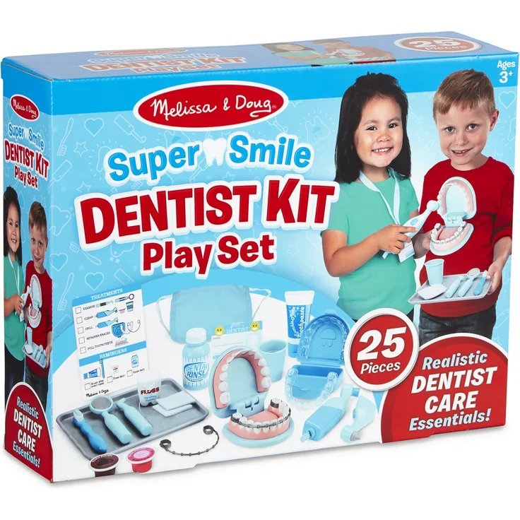 Melissa & Doug Zahnarzt Spielzeug Set für Kinder, Zahnarzt Spielzeug für Kinder, Lernspielzeug für Jungen ab 3 Jahren, Kinderzahnarzt-Spielset, Montessori Kinderspielzeug ab 3 Jahren