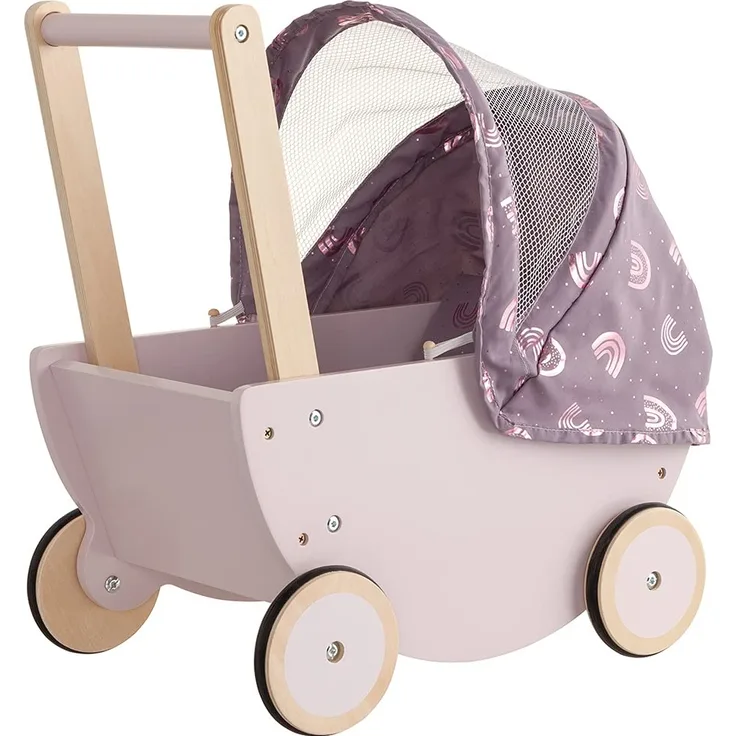 howa Puppenwagen Rainbow aus Holz mit faltbarem Verdeck 25502