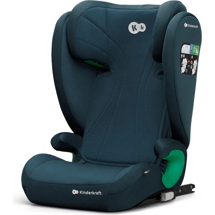 Kinderkraft Kinderautositz JUNIORFIX2, I-SIZE, Autokindersitz, Autositz, Kindersitz mit Isofix, Gruppe 2/3 15-36kg, Einstellbare Rückenlehne und Kopfstütze, Blau