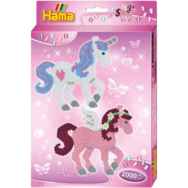 Hama Perlen 3448 Kleines Geschenkset Zauberhafte Pferde, ca. 2. 000 bunten Midi Bügelperlen - Preisvergleich – Bild 1