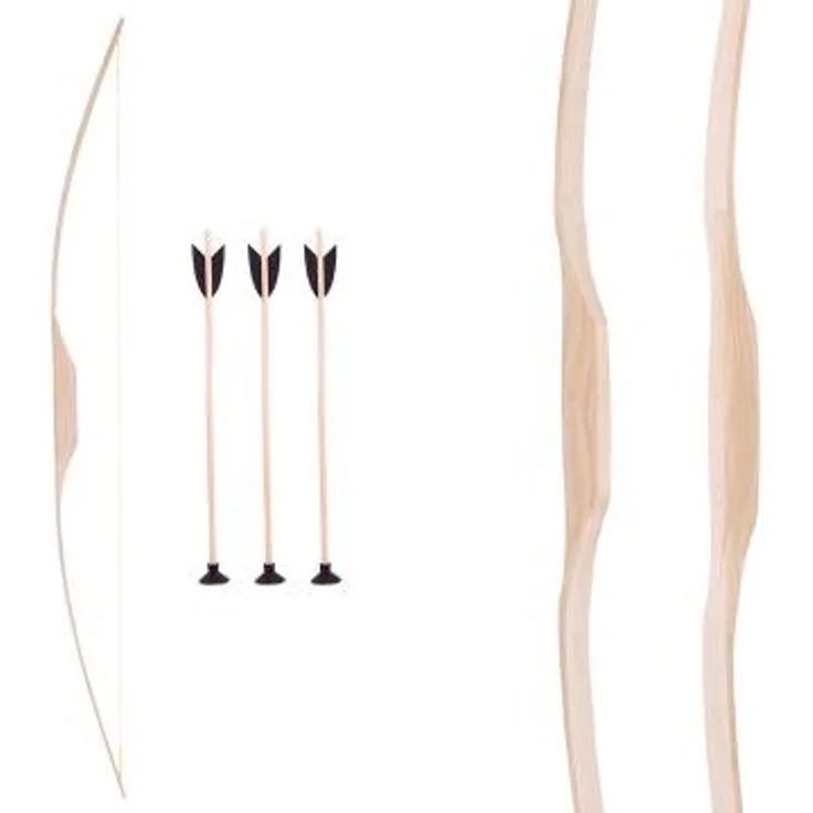 BARTL Jugendbogen mit 3 Pfeilen 120 cm, mit Saugnapf-Gummispitze, Federdekor