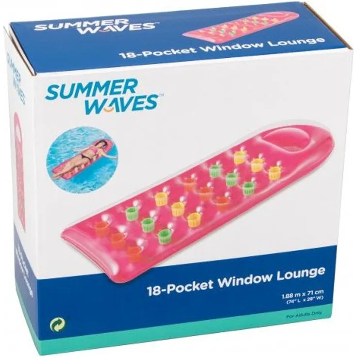 Summer Waves Luftmatratze 18-Pocket Lounge mit Sichtfenster - Rosa