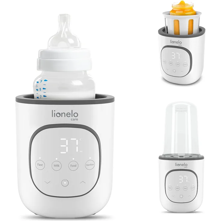 LIONELO Thermup 2. 0 Flaschenwärmer 5in1 Aufwärmen von Flüssigkeiten und Babynahrung, Sterilisation, Abtauung BPA-freier Flaschenwärmer Sicherung vor Überhitzung