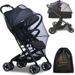 Orzbow Universal Insektenschutz für Kinderwagen,Reißfest Moskitonetz für Buggy mit Tasche,Atmungsaktiv Fliegennetz für Reisebett mit Gummizug,3D-Unterstützung und Zweiwege-Reißverschluss (Schwarz) - Preisvergleich