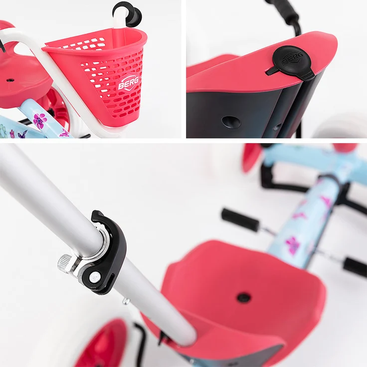 BERG 'Gokart Buzzy Bloom 2-in-1', inkl. Schubstange, ab 2 Jahren, max. belastbar bis 30 kg, hellblau/pink – Bild 5