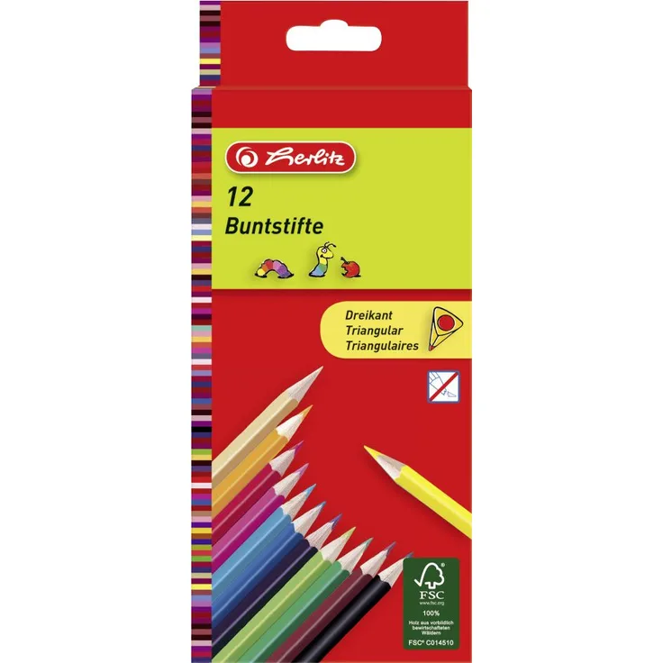 herlitz Dreikantbuntstifte lackiert 12 Stück