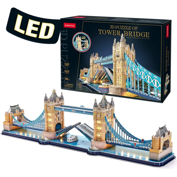 CubicFun 3D Puzzles LED London Tower Bridge Turmbrücke Puzzle 3D - Erwachsene Baumodelle Baumodelle Baukästen Souvenir Geschenk für Erwachsene Kinder, 222 Teile – Bild 1