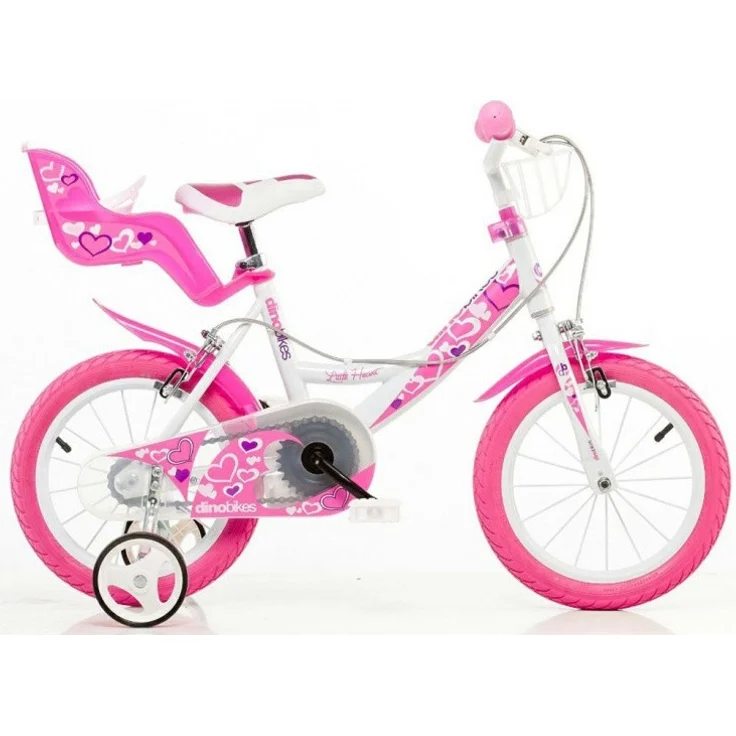 Dino Bikes Kinderfahrrad Little Heart 16 Zoll inkl. Puppensitz, Korb und Stützräder - Preisvergleich – Bild 1
