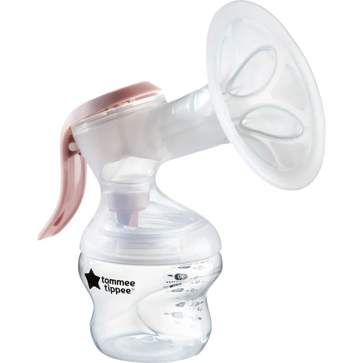 Tommee Tippee Made for Me Manuelle Einzel-Milchpumpe, Starke Saugkraft, Angenehmer Tragekomfort, Ergonomischer Griff, Tragbare und Leise Milchpumpe, samt Babyflasche