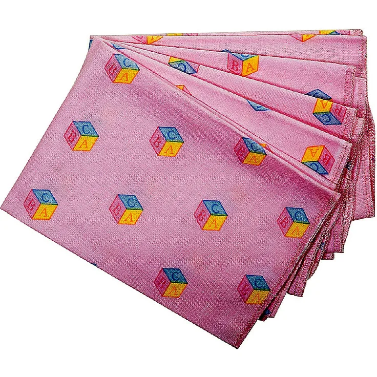 Moltontuch ABC-rosa, 37 x 37 cm, 5er Pack