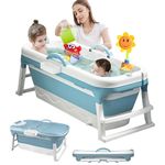 3 in1 Faltbare Badewanne für Kleinkinder & Kinder, zierlicher Erwachsene, Haustier, große mobile Badewanne, Tragbare Kunststoff Badewanne für Dusche,mit abnehmbarer Bezug, 118 cm