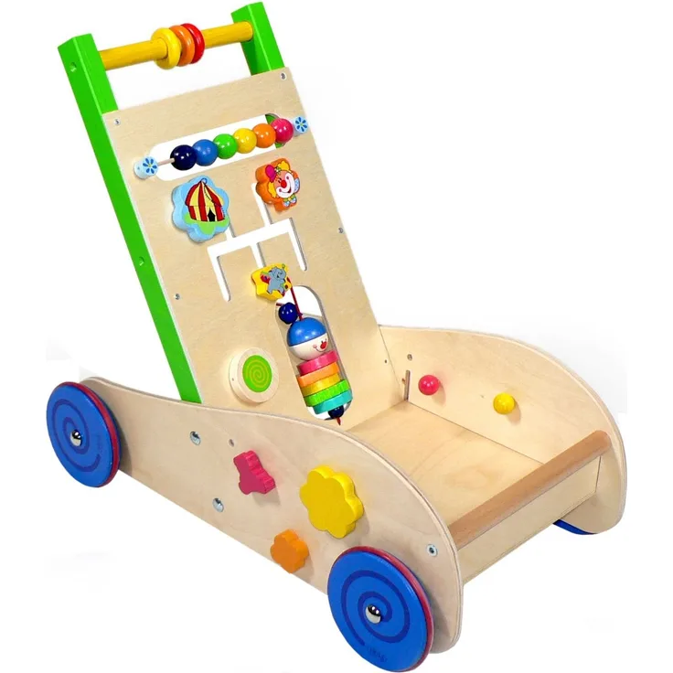 Hess Holzspielzeug 31180 - Lauflernwagen aus Holz, Modell Motorik, mit Gummibereifung, handgefertigt, für Babys und Kleinkinder, ca. 50 x 45 x 41 cm, für unbeschwerten Spiel- und Lernspaß