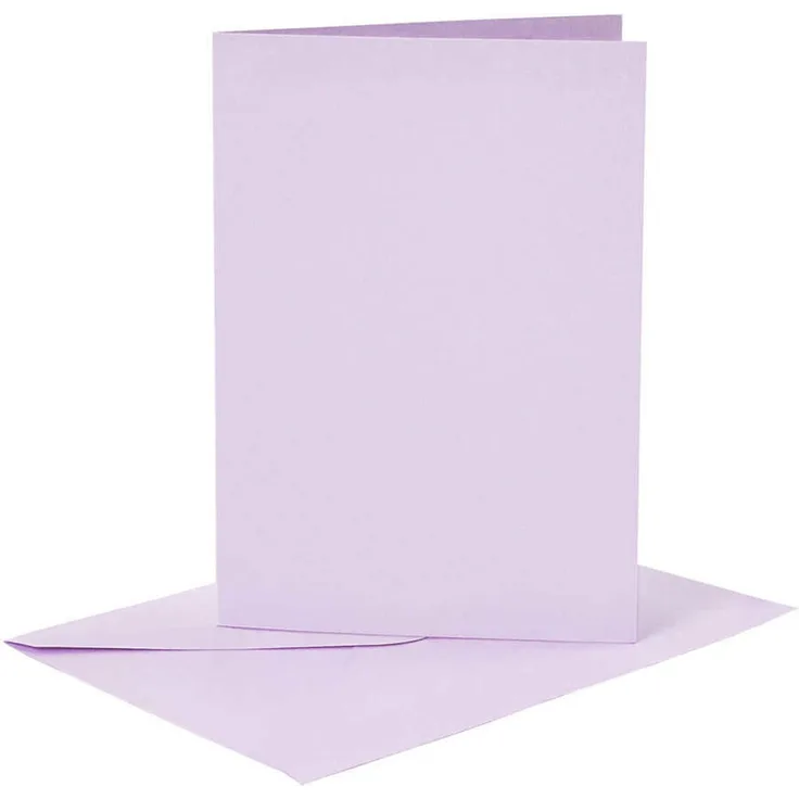 Briefkarte und Briefumschlag, Kartengröße 10,5x15 cm, Umschlaggröße 11,5x16,5 cm, Helllila, 6Sets