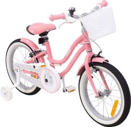 Kinderfahrrad Starlight 16 Zoll Kinder Mädchen Fahrrad mit Stützrädern Korb rosa