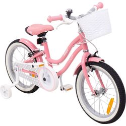 Image for Kinderfahrrad Starlight 16 Zoll Kinder Mädchen Fahrrad mit Stützrädern Korb rosa
