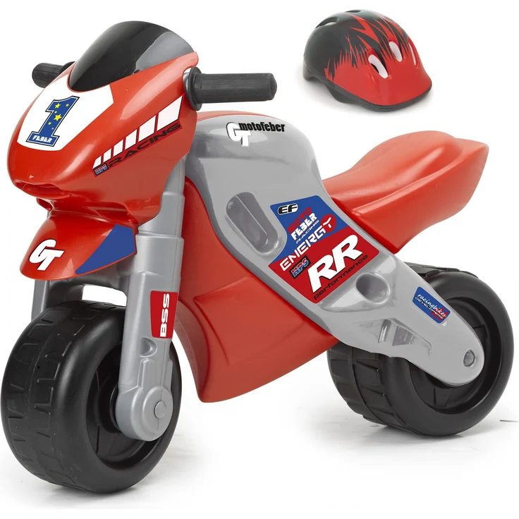 FEBER Famosa 800008171 MotoFEBER Racing - Laufräder mit Helm, für Kinder von 18 Monaten bis 3 Jahren, rot – Bild 1