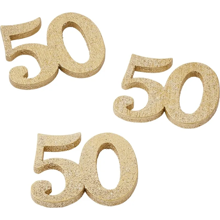 Zahl 50, ca. 2,5 cm, goldfarben, Box 12 St.